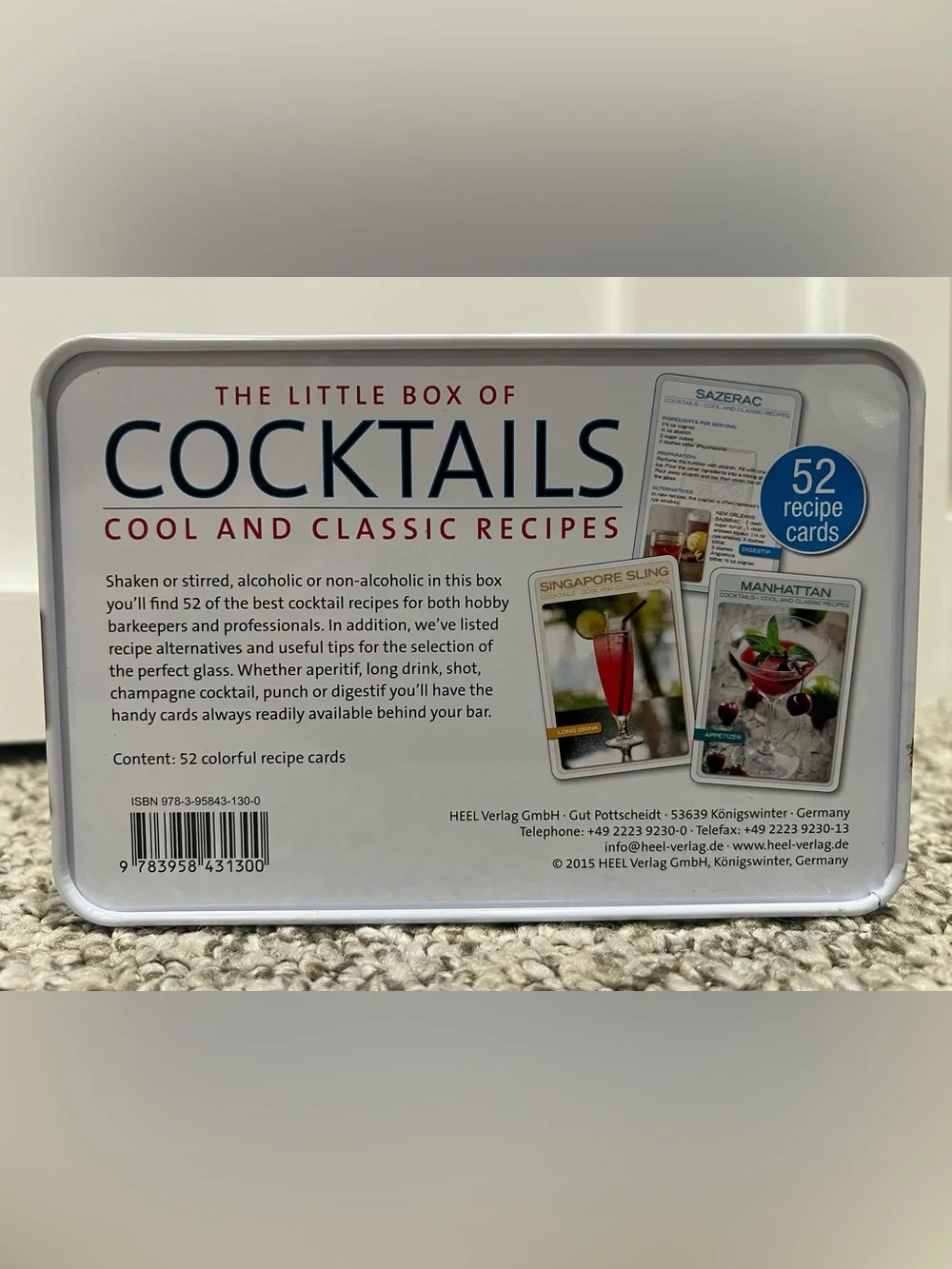 The Little Box of Cocktails Recipe Cards Set of 52 w/ Tin Shirley McGee